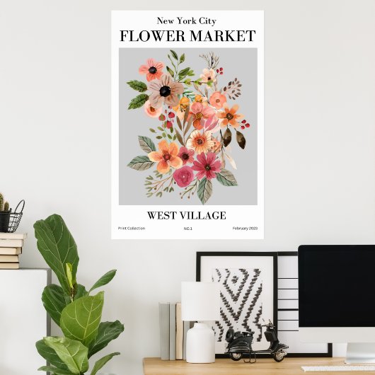 ニューヨークシティフラワーマーケットウエストビレッジポスター ポスター (ホームオフィス)