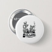 ニューヨークシティブラックアンドホワイトアーバン通りシーン 缶バッジ (正面&裏面)