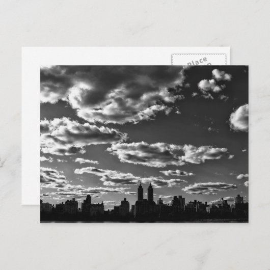 ニューヨークシティブラックアンドホワイトランドスケープ ポストカード (正面/裏面)