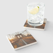 ニューヨークシティブルックリンブリッジサンライズ ストーンコースター (横)