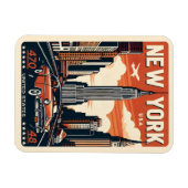 ニューヨークシティブルックリンブリッジヴィンテージクラシック車 マグネット (横)