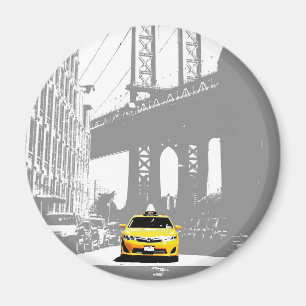 ニューヨークシティブルックリンブリッジNYCイエロータクシー マグネット