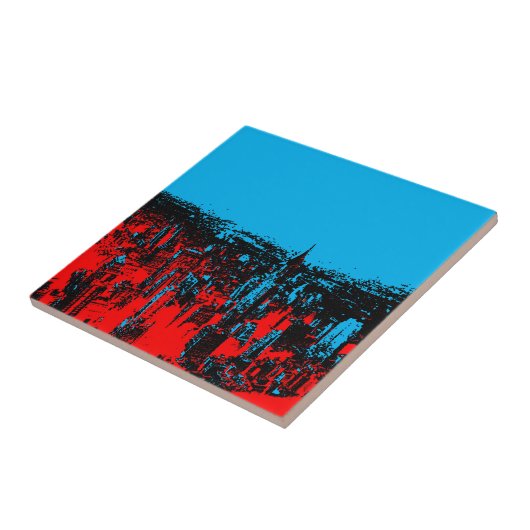 ニューヨークシティブルーレッドポップ・アートのアート タイル (側面)