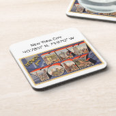 ニューヨークシティマップ座標ヴィンテージスタイル コースター (左側)