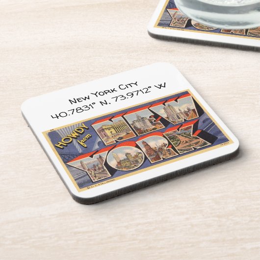 ニューヨークシティマップ座標ヴィンテージスタイル コースター (左側)