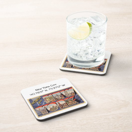 ニューヨークシティマップ座標ヴィンテージスタイル コースター (右側)