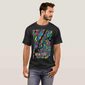 ニューヨークシティマップ – カラフル抽象芸術アートプリント Tシャツ (正面フル)