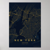 ニューヨークシティマップ NYCストリート ウォールアート ポスター ギフト (正面)