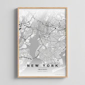 ニューヨークシティマップ NYC コントラストウォールアートポスターギフト ポスター
