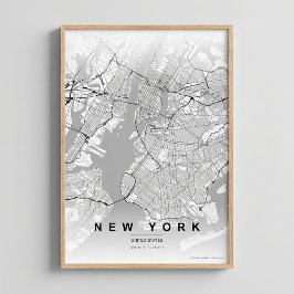 ニューヨークシティマップ NYC コントラストウォールアートポスターギフト ポスター
