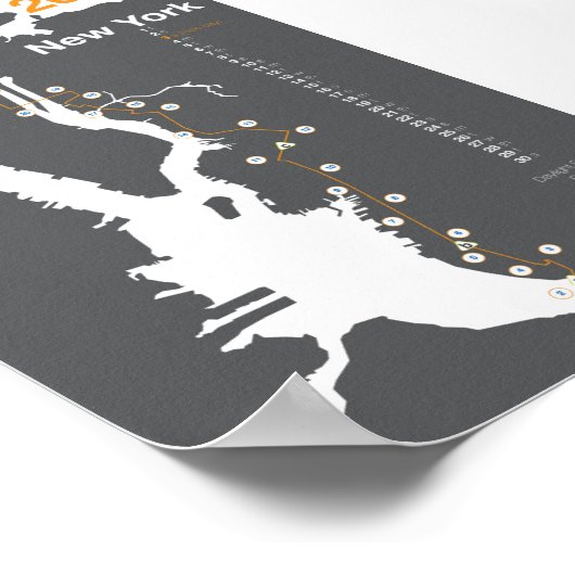 ニューヨークシティマラソンの地図 ポスター (角)
