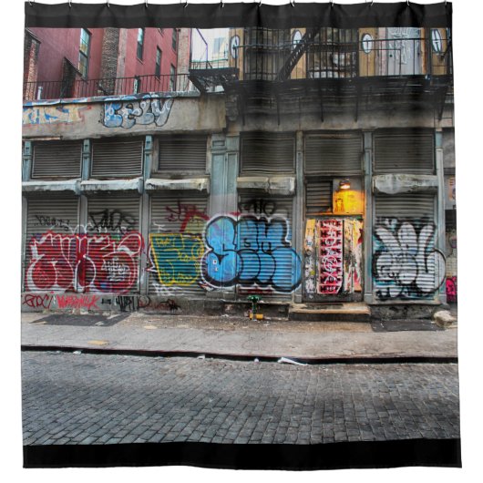 ニューヨークシティマンハッタンの通り場面 シャワーカーテン (正面)