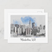 ニューヨークシティマンハッタンスカイライン シーズンポストカード (正面/裏面)