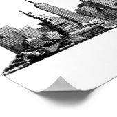 ニューヨークシティマンハッタンスカイライン – 白黒 ポスター (角)