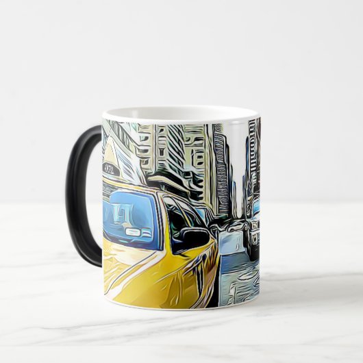 ニューヨークシティマンハッタンタクシーキャブコーヒーマグ モーフィングマグカップ (正面左)