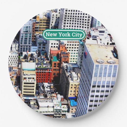 ニューヨークシティモダンカラフル ペーパープレート (正面)