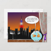 ニューヨークシティリビングおもしろいフィッシュマンガ ポストカード (正面/裏面)