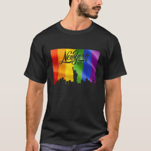 ニューヨークシティレインボー国旗スカイラインLGBTゲイプライド Tシャツ