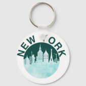 ニューヨークシティレトロスカイライングラフィックアーバン通り キーホルダー (正面)