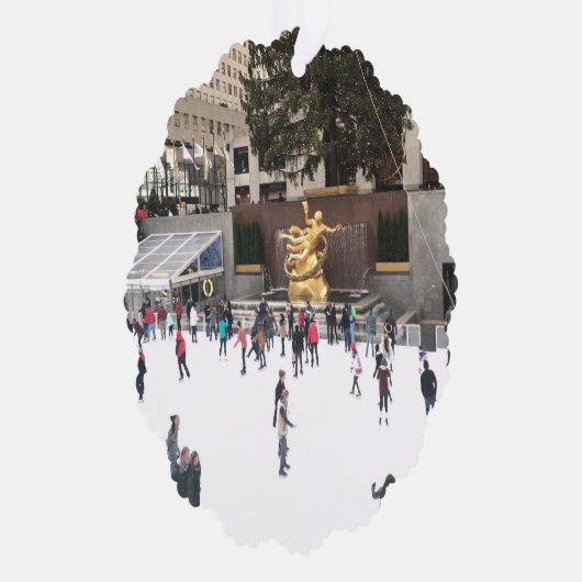 ニューヨークシティロックフェラーセンターアイススケートで滑るリンク オーナメントカード (右)