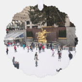 ニューヨークシティロックフェラーセンターアイススケートで滑るリンク オーナメントカード (正面)