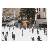 ニューヨークシティロックフェラーセンターアイススケートで滑るリンク ラージペーパーバッグ (正面)