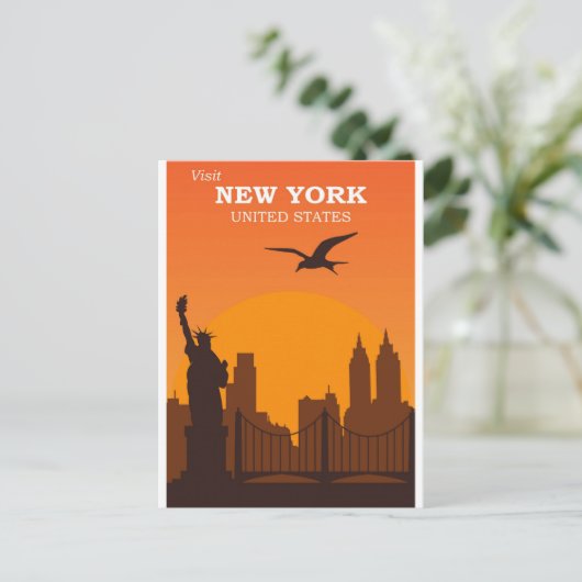 ニューヨークシティヴィンテージシティスカイライントラベル ポストカード (スタンド正面)