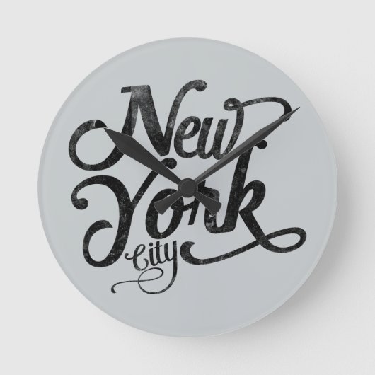 ニューヨークシティヴィンテージタイポグラフィ ラウンド壁時計 (正面)