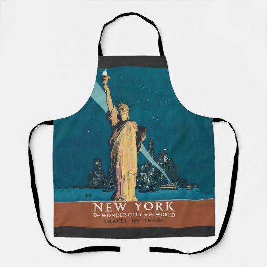 ニューヨークシティヴィンテージトラベルリバティスカイライン エプロン (正面)