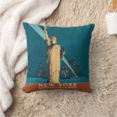 ニューヨークシティヴィンテージトラベルリバティスカイライン クッション (ブランケット)