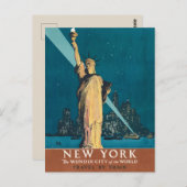 ニューヨークシティヴィンテージトラベルリバティスカイライン ポストカード (正面/裏面)