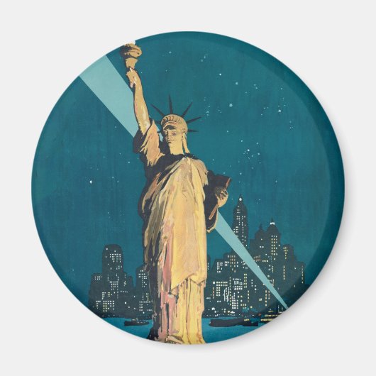 ニューヨークシティヴィンテージトラベルリバティスカイライン マグネット (正面)