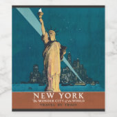 ニューヨークシティヴィンテージトラベルリバティスカイライン ワインラベル (シングルラベル)
