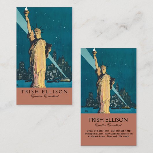 ニューヨークシティヴィンテージトラベルリバティスカイライン 名刺 (正面/裏面)
