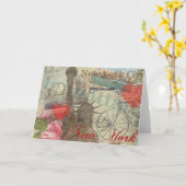 ニューヨークシティヴィンテージリバティスカイラインシンボルアート カード (黄色い花)