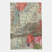 ニューヨークシティヴィンテージリバティスカイラインシンボルアート キッチンタオル (縦)