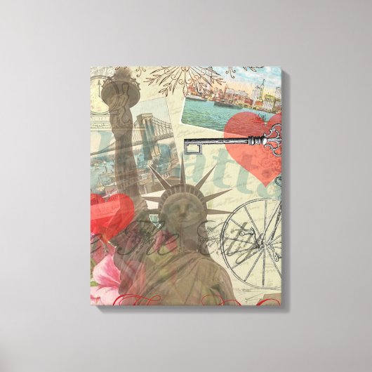 ニューヨークシティヴィンテージリバティスカイラインシンボルアート キャンバスプリント (正面)