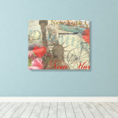 ニューヨークシティヴィンテージリバティスカイラインシンボルアート キャンバスプリント (インサイチュ (ウッドフロア))