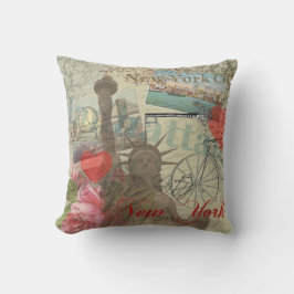 ニューヨークシティヴィンテージリバティスカイラインシンボルアート クッション