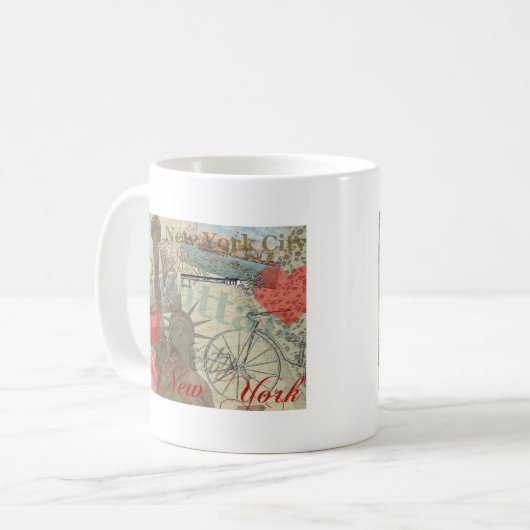 ニューヨークシティヴィンテージリバティスカイラインシンボルアート コーヒーマグカップ (正面左)