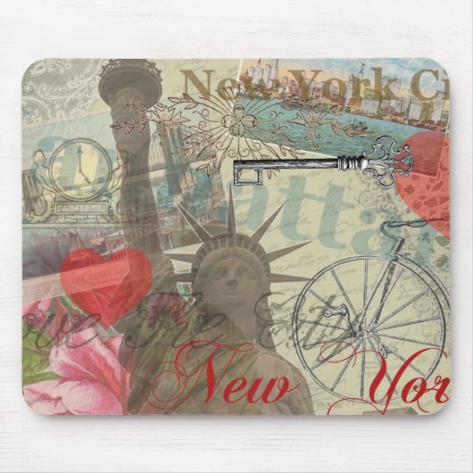ニューヨークシティヴィンテージリバティスカイラインシンボルアート マウスパッド (正面)