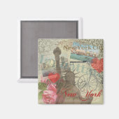 ニューヨークシティヴィンテージリバティスカイラインシンボルアート マグネット (正面/裏面)