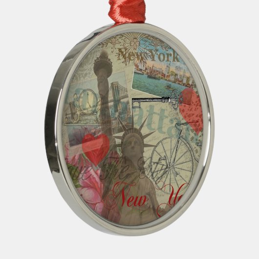 ニューヨークシティヴィンテージリバティスカイラインシンボルアート メタルオーナメント (右)
