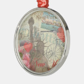 ニューヨークシティヴィンテージリバティスカイラインシンボルアート メタルオーナメント (左)