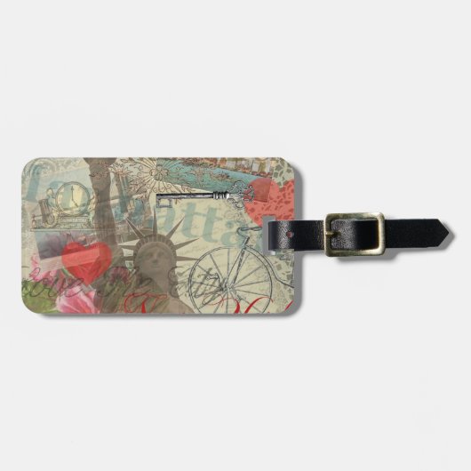 ニューヨークシティヴィンテージリバティスカイラインシンボルアート ラゲッジタグ (正面横)