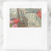 ニューヨークシティヴィンテージリバティスカイラインシンボルアート 長方形シール (バッグ)