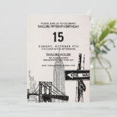 ニューヨークシティヴィンテージ誕生日パーティーの招待 招待状 (スタンド正面)