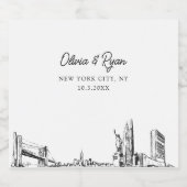 ニューヨークシティー結婚のシャンパンラベル スパークリングワインラベル (シングルラベル)