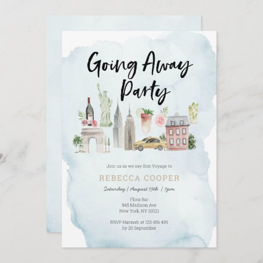 ニューヨークシティー お別れパーティーの招待状 招待状 (正面/裏面)