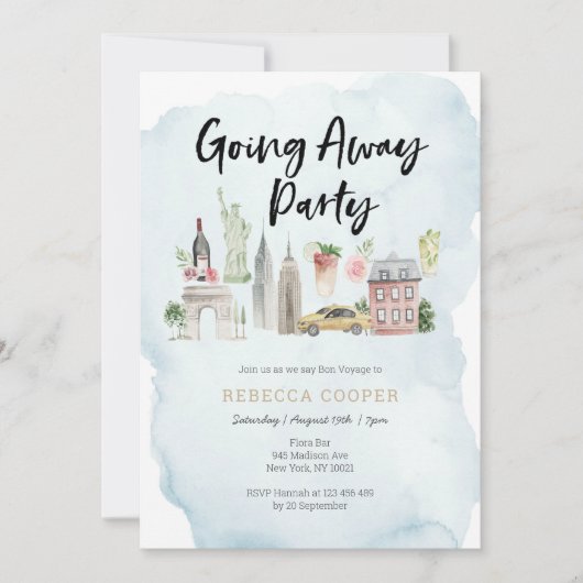 ニューヨークシティー お別れパーティー招待状 招待状 (正面)
